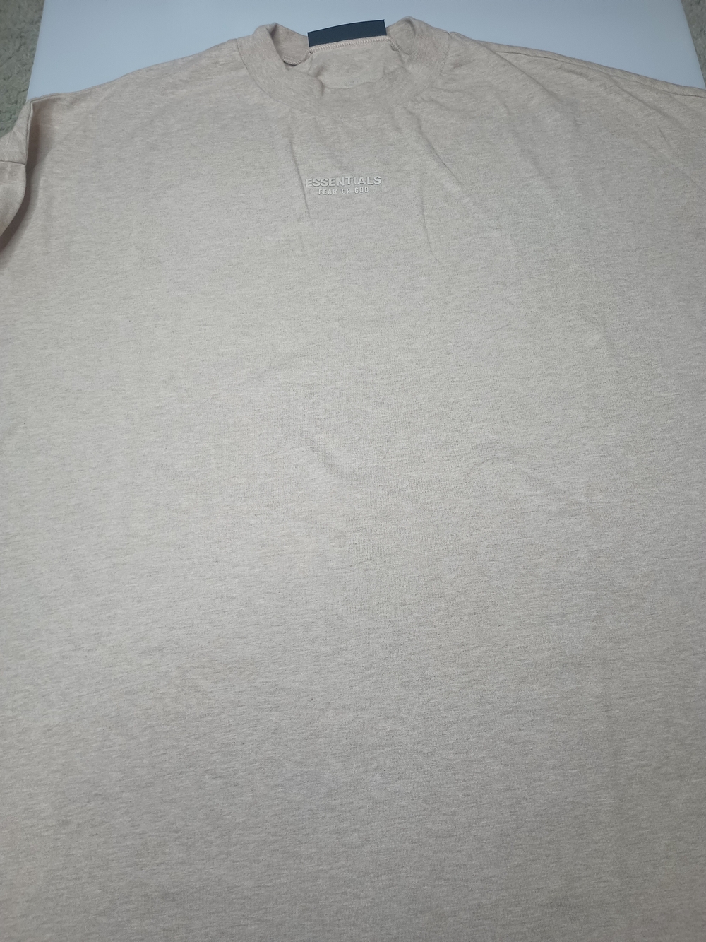 Fear Of God Essentials Heathered Oatmeal Long Sleeve Oversized T Shirt Size L